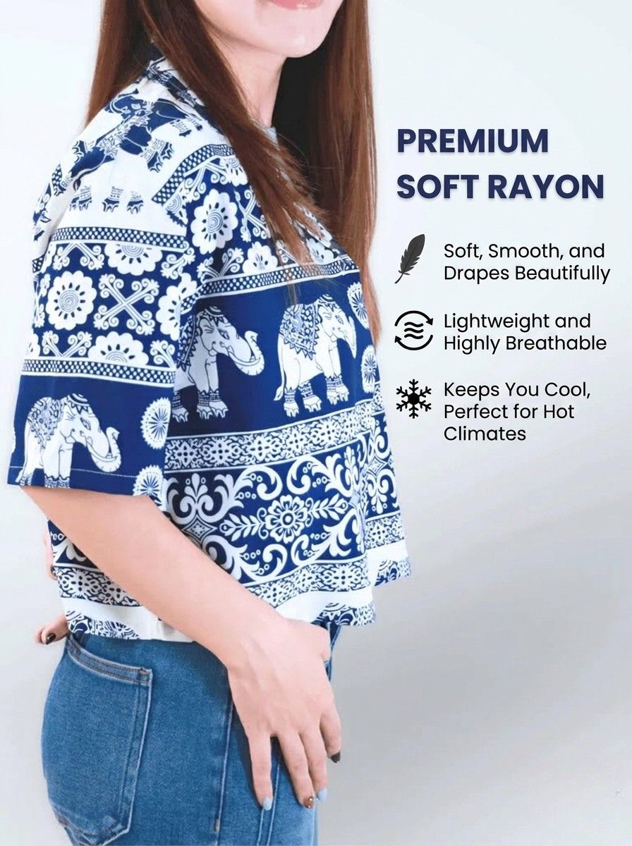Thai Elephant Crop Top for Women