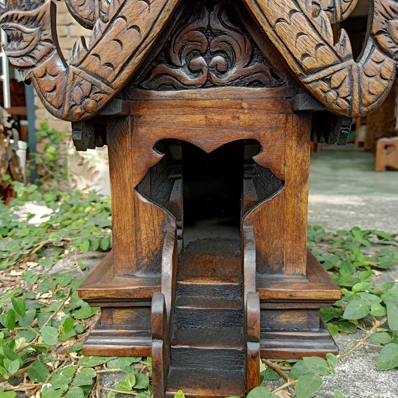 Antique style handcrafted teak wood Thai spirit house