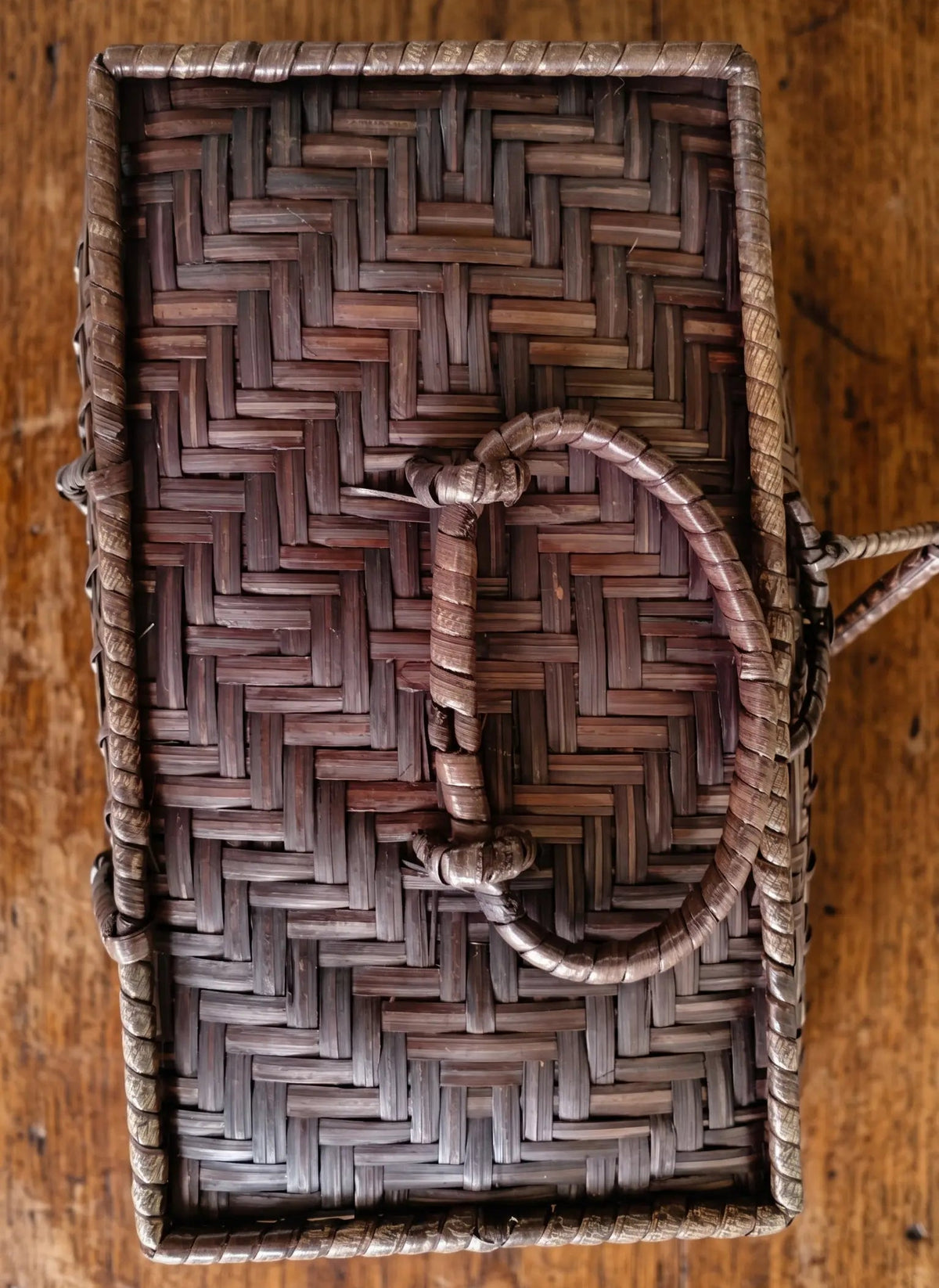 Handwoven Bamboo Box Bag – Vintage Storage Chest with Handle