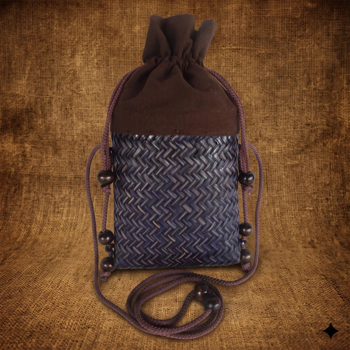 Durable Bamboo Skin Phone Bag - Handwoven Hill Tribe Crossbody