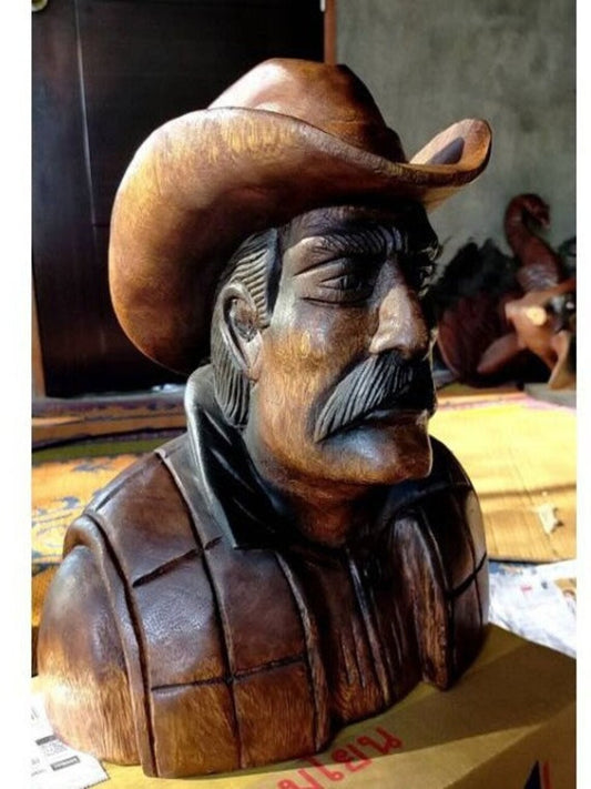 Cowboy wood carving