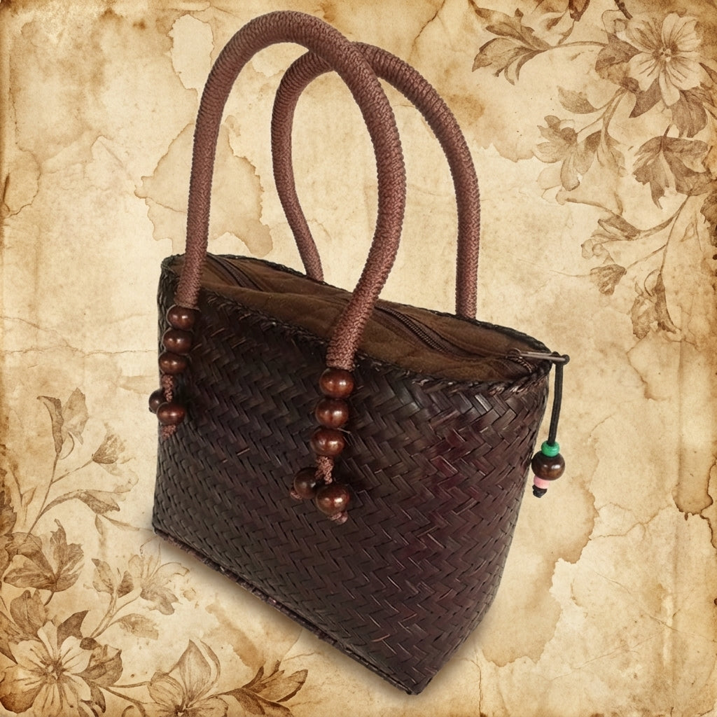 Handwoven Bamboo Skin Tote Bag – Hill Tribe Artisan Purse