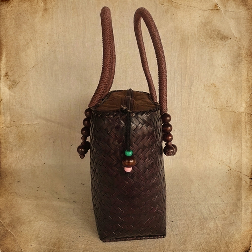 Handwoven Bamboo Skin Tote Bag – Hill Tribe Artisan Purse