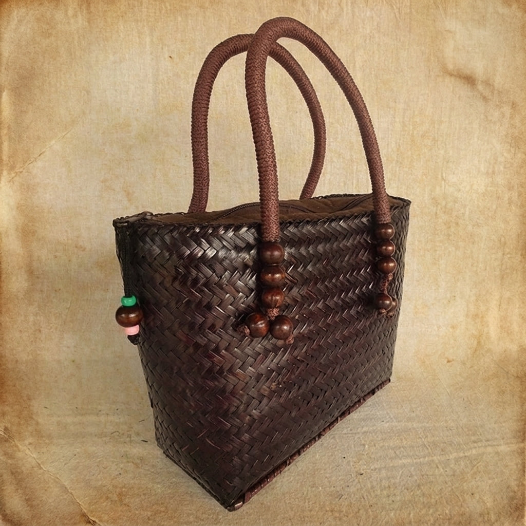 Handwoven Bamboo Skin Tote Bag – Hill Tribe Artisan Purse