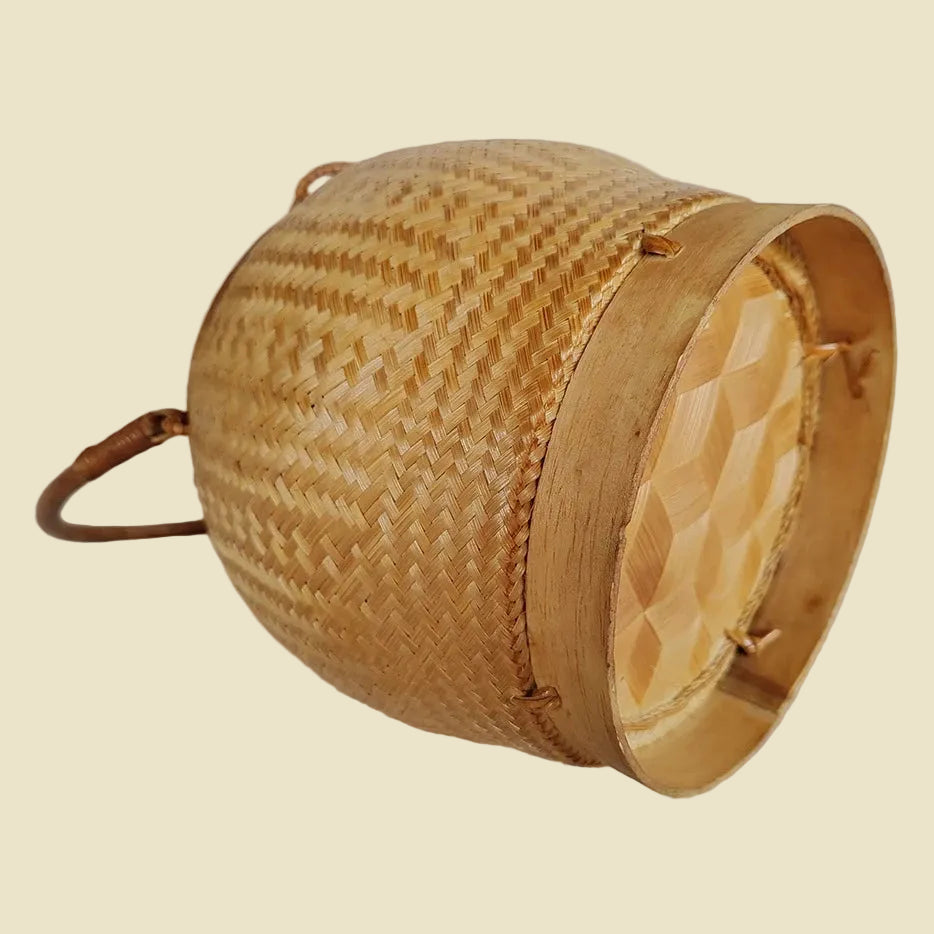 Durable Handwoven Bamboo Basket Bag with Lid