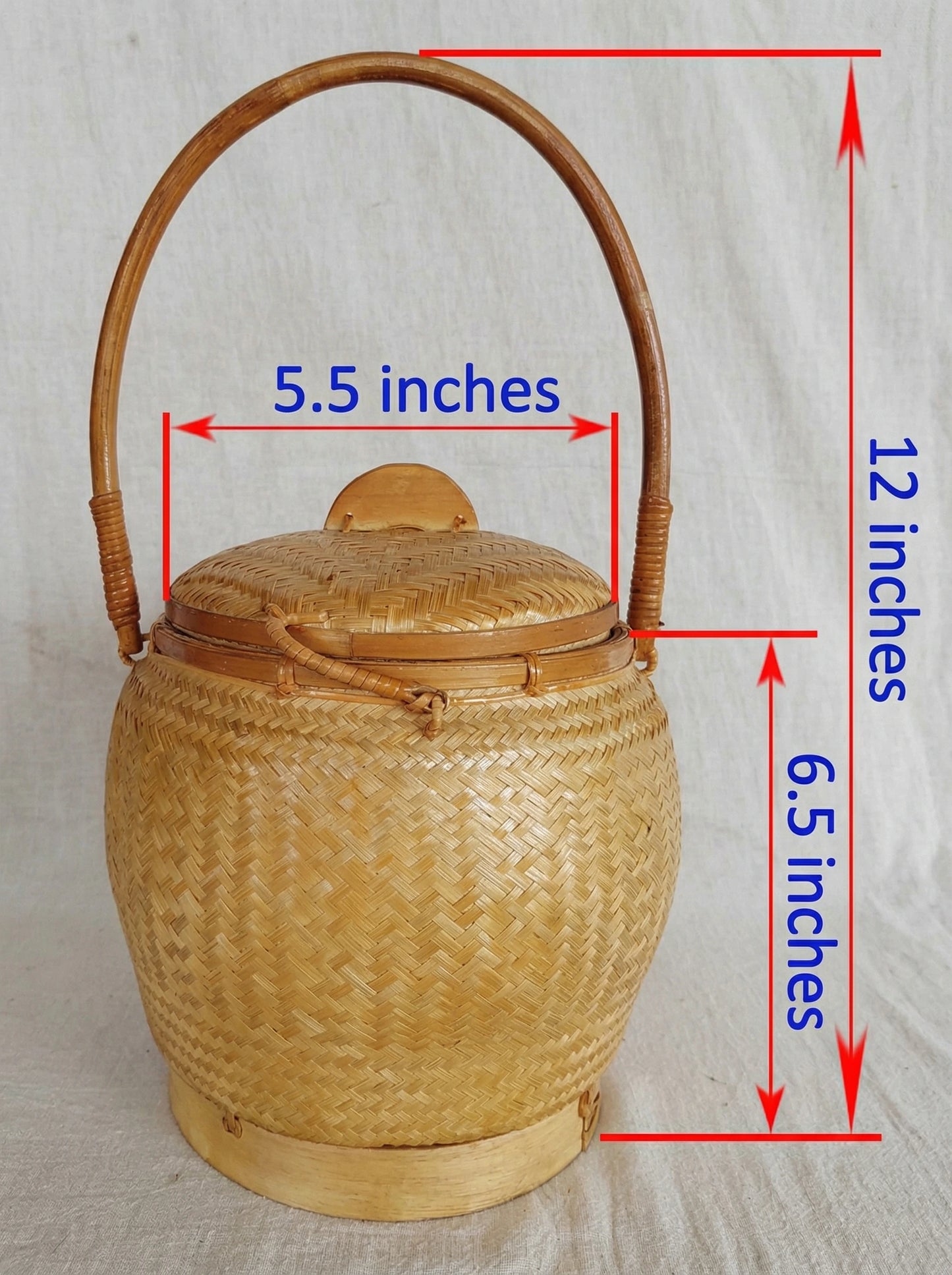 Strapazierfähige handgeflochtene Bambuskorbtasche mit Deckel