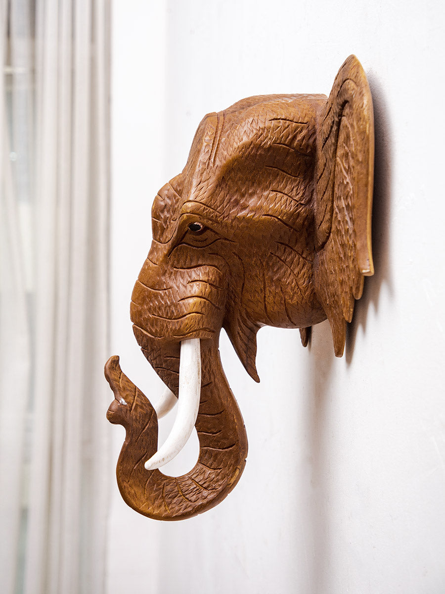 Thailand Elephant wood carving wall hanging