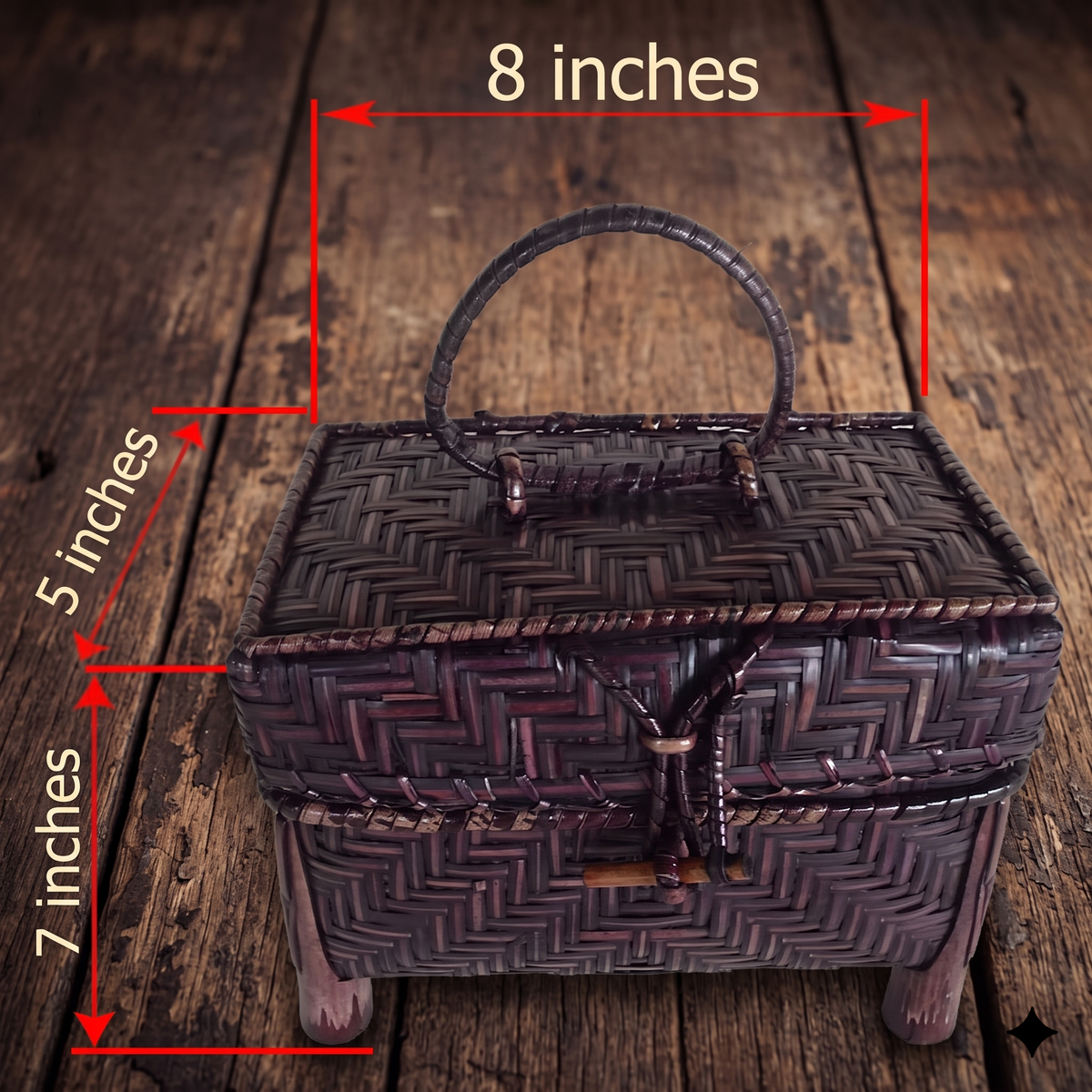 Handwoven Bamboo Box Bag – Vintage Storage Chest with Handle