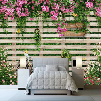 Wood Board Rose Flowers Murals Wallpaper