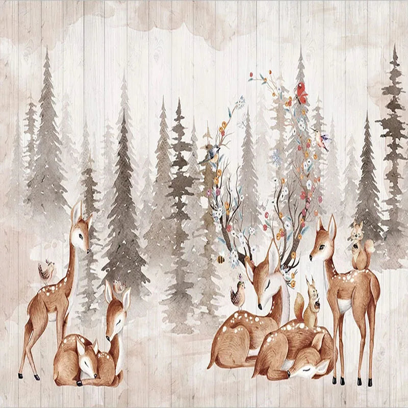 Forest Vintage Elk Wall Mural Wallpaper  Kid's room