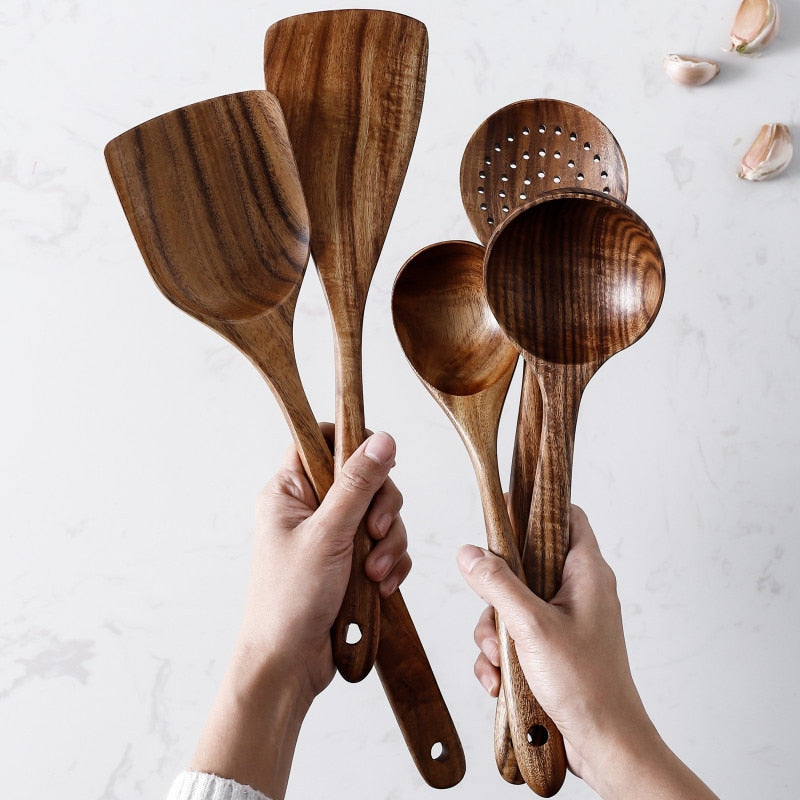 Natural Wood Tableware Kitchen Tool Set