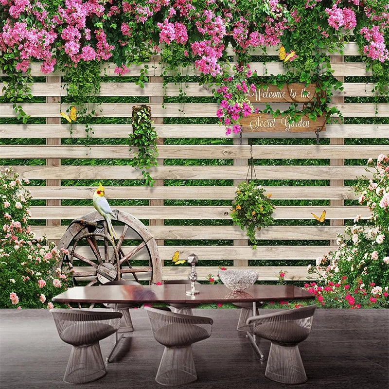 Wood Board Rose Flowers Murals Wallpaper