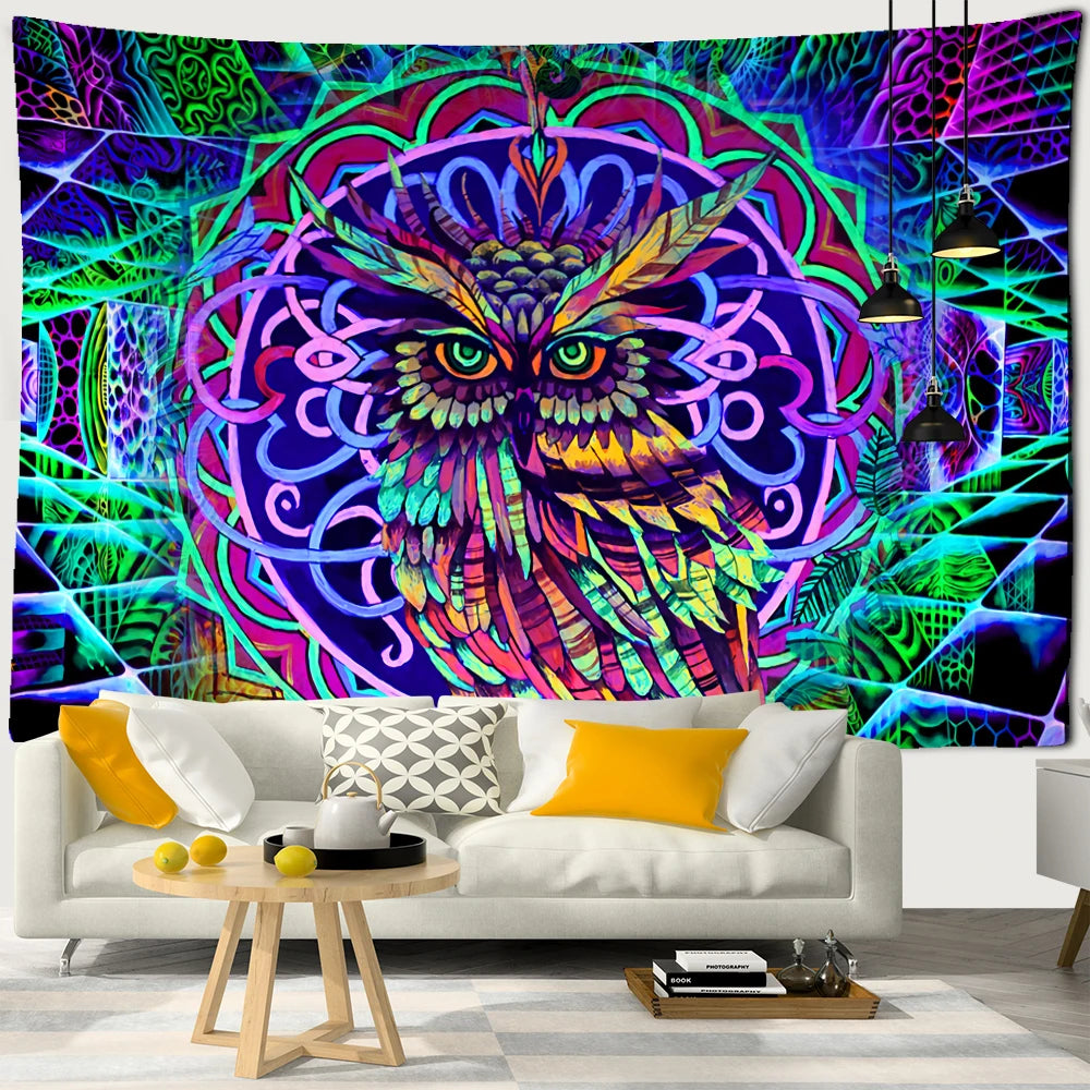 Psychedelic Art Owl Tapestry Wall Hanging | Trippy Decor