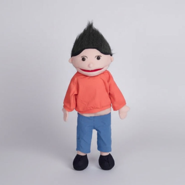 Large 60cm boy hand puppet plush toy with movable mouth