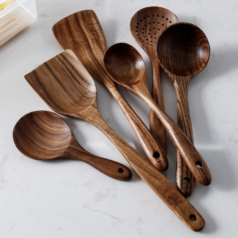 Natural Wood Tableware Kitchen Tool Set