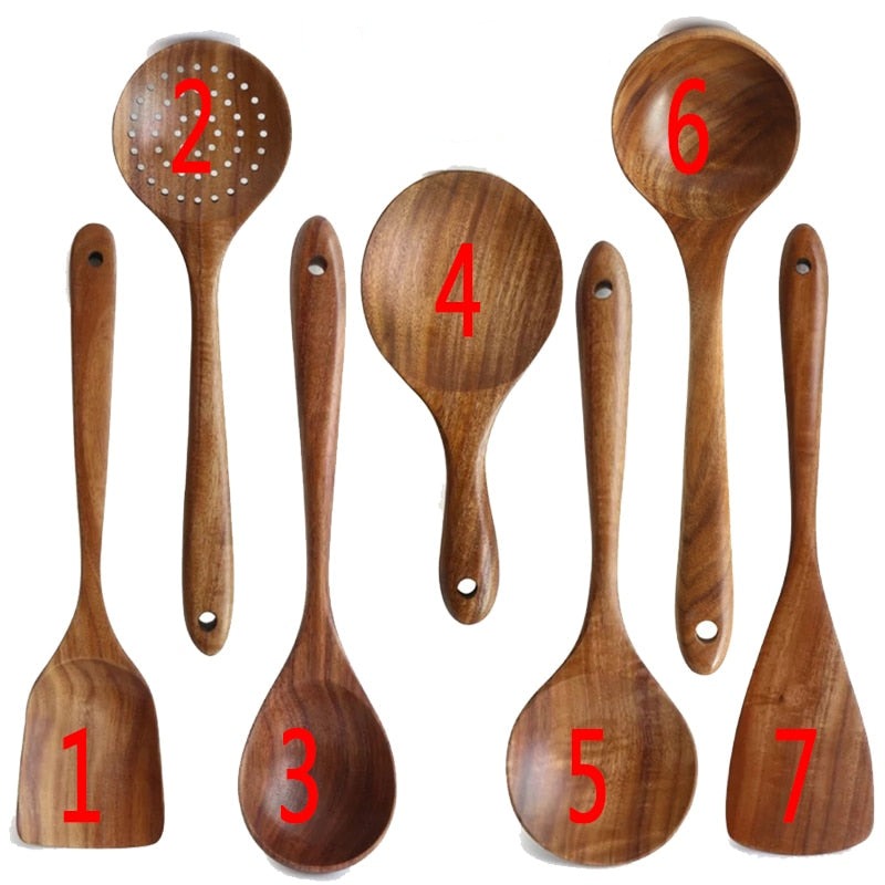 Natural Wood Tableware Kitchen Tool Set