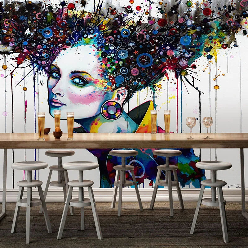 Colorful Abstract Girl  Mural Wallpaper