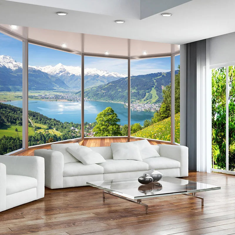 Balcony  Window Nature Landscape Mural Wallpaper