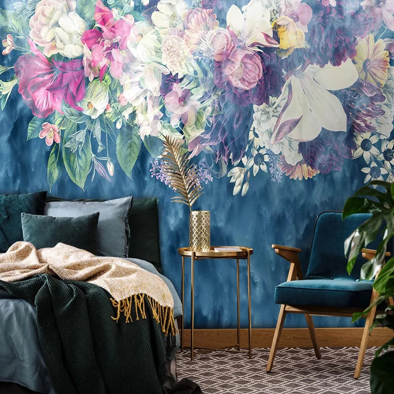 Retro Abstract Flowers  Murals Wallpaper