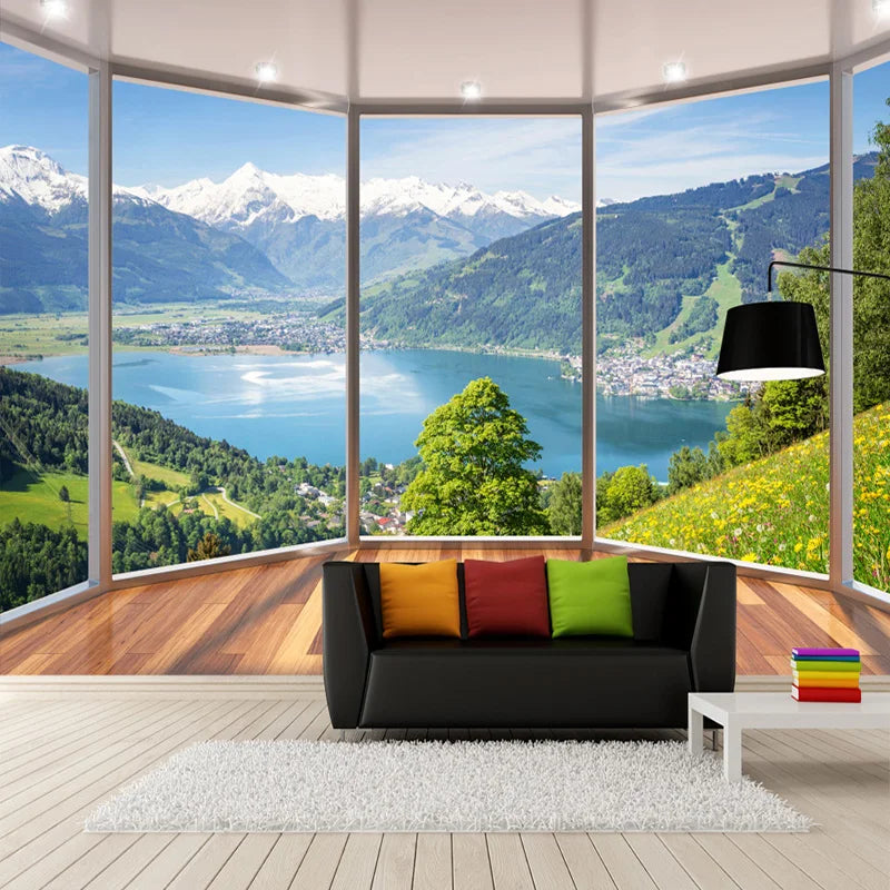 Balcony  Window Nature Landscape Mural Wallpaper