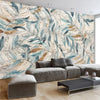 Retro Hand-painted Leaf Photo Mural Wallpaper
