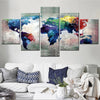 5 Pieces wall Art Colorful World Map