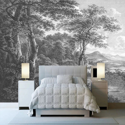 Black And White Forest Mural Wallpaper