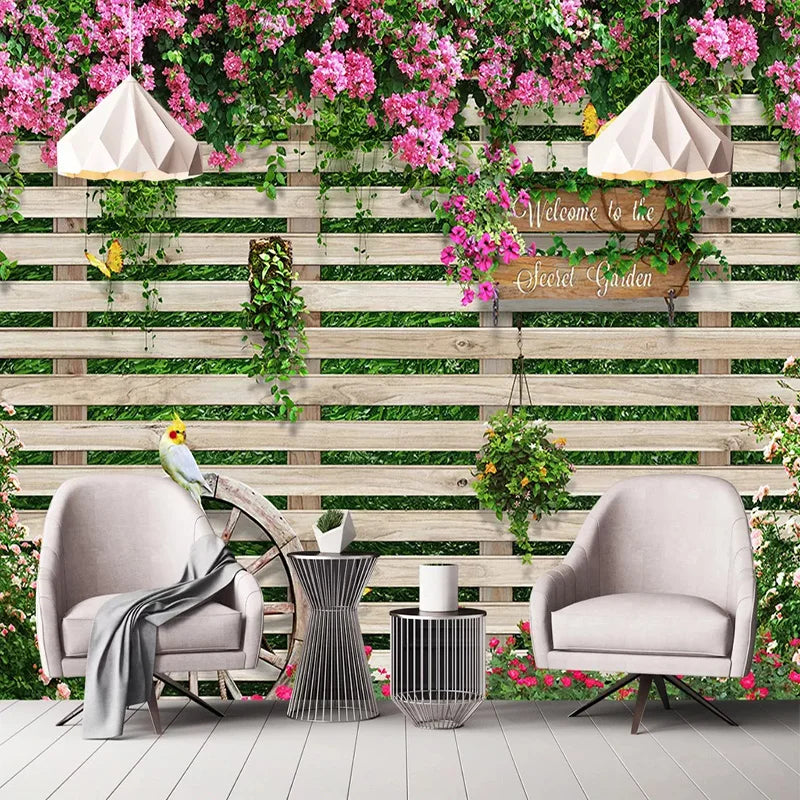 Wood Board Rose Flowers Murals Wallpaper