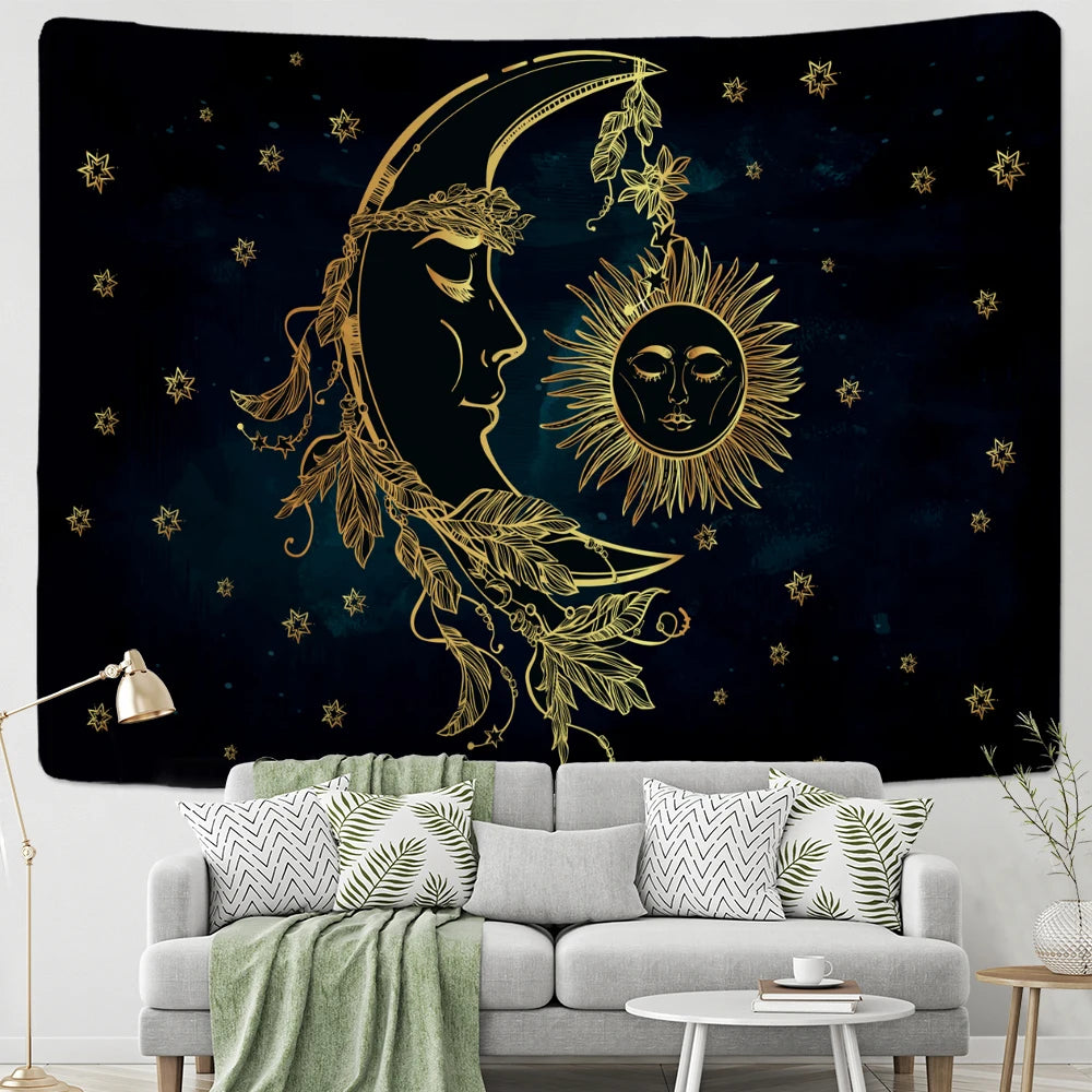 Mysterious Cat  Witchcraft Tapestry Wall Hanging