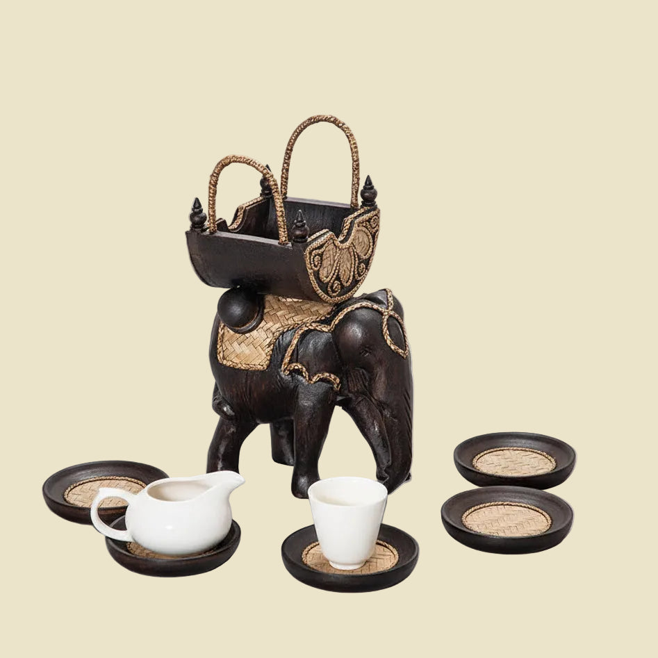 Handcrafted Elephant Coaster Set