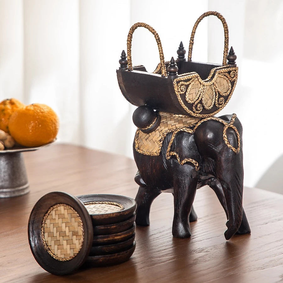 Handcrafted Elephant Coaster Set