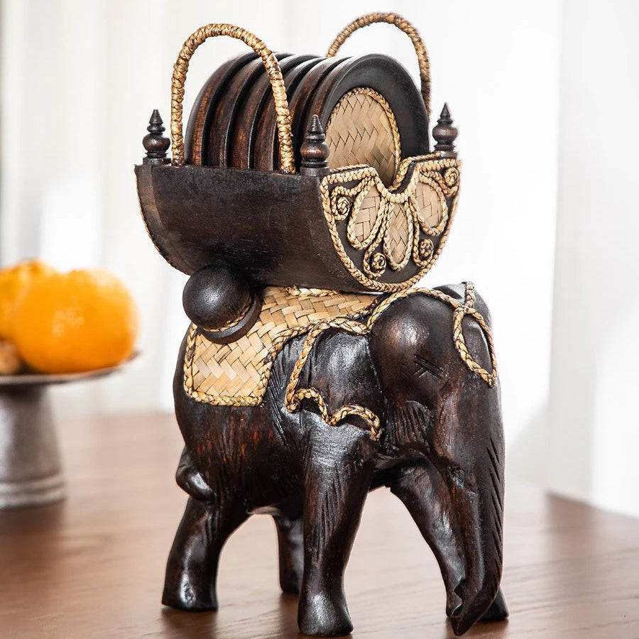 Handcrafted Elephant Coaster Set
