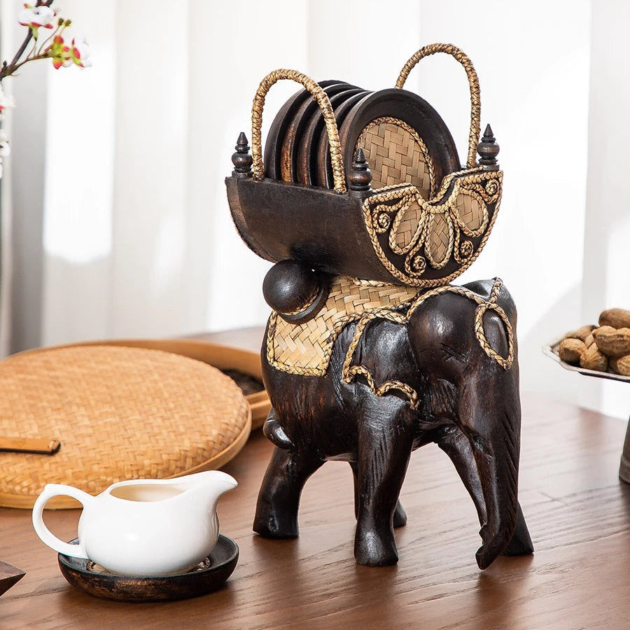 Handcrafted Elephant Coaster Set