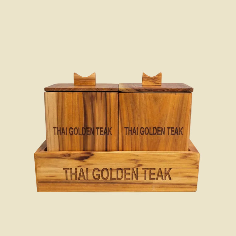 Handcrafted Teak Apothecary Spice Box Set