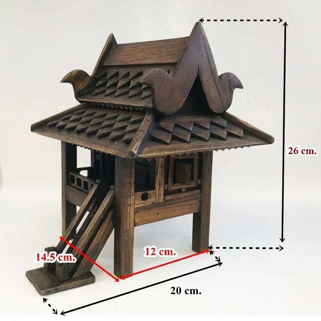 Authentic Thai Teak Miniature Spirit House