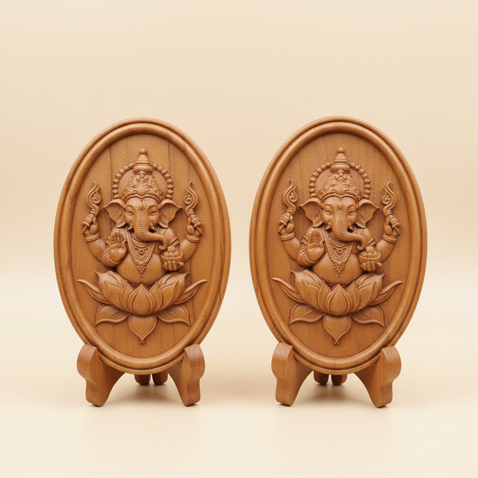 Ganesha Wood Carving | Spiritual Home Decor