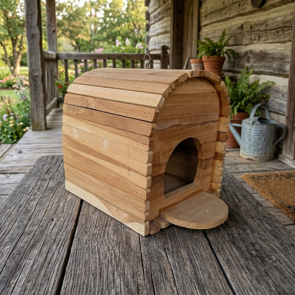 Handcrafted wood bird house for house wrens