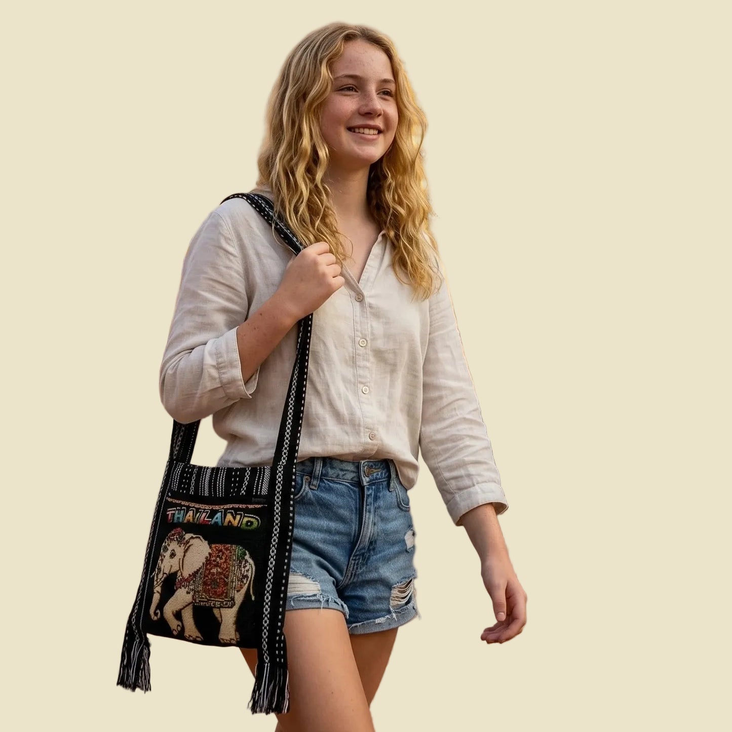 Handmade Naga Woven Crossbody Bag  Eco-Friendly Thai Purse
