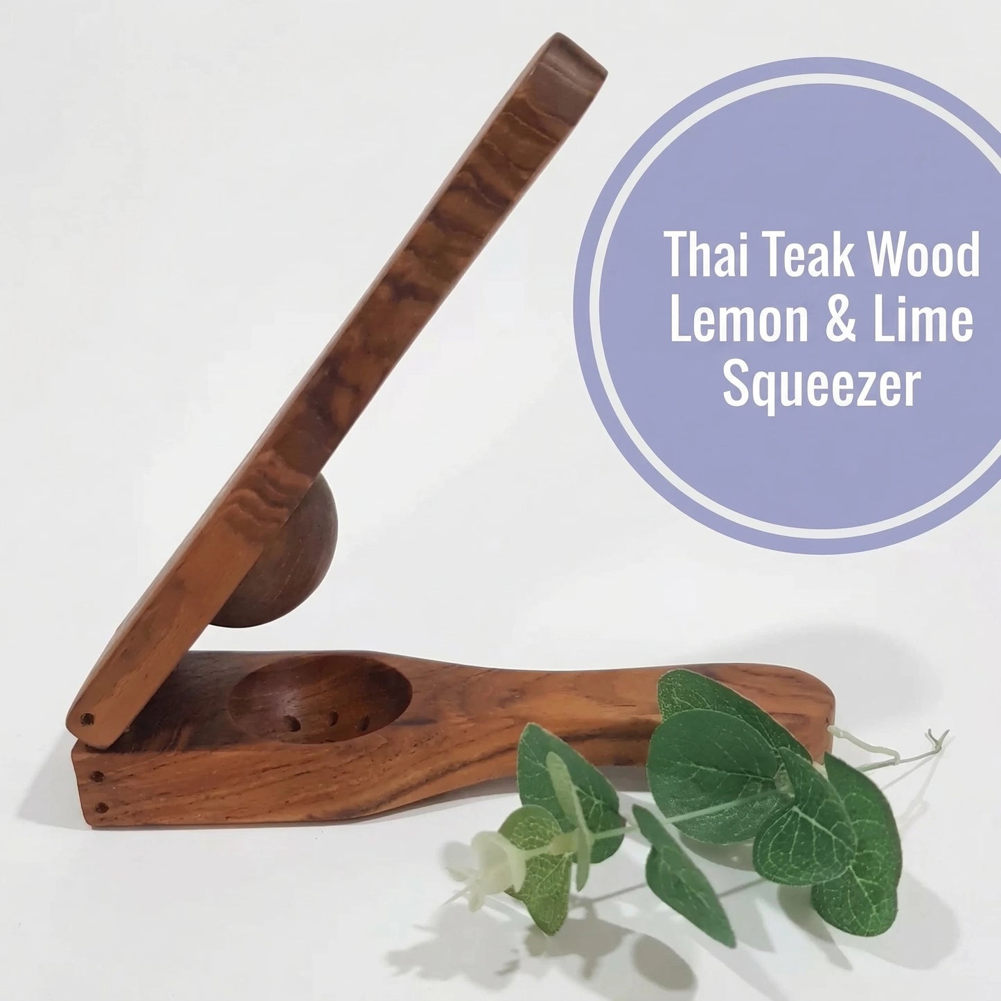 Handgefertigte Zitronen- und Limettenpresse aus thailändischem Teakholz