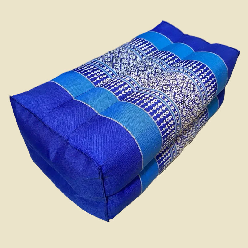 Handmade rectangular Thai kapok pillow with pink and red Khid pattern