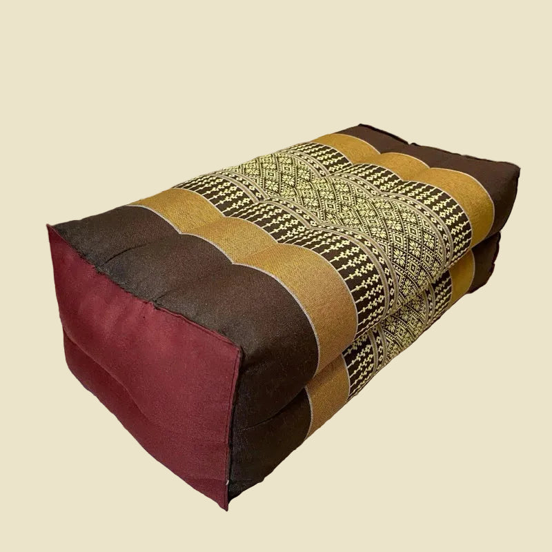 Handmade rectangular Thai kapok pillow with pink and red Khid pattern