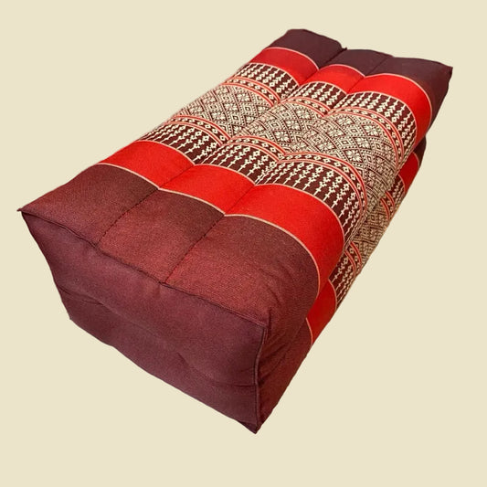 Handmade rectangular Thai kapok pillow with pink and red Khid pattern