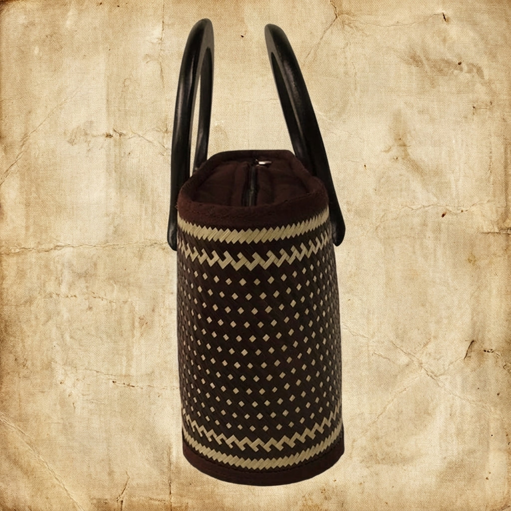 Smoked Bamboo Skin Tote Bag - Handwoven Thai Artisan Purse