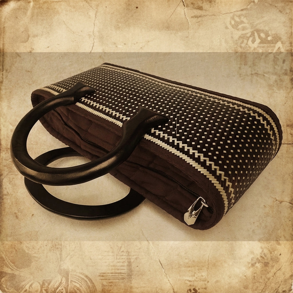 Smoked Bamboo Skin Tote Bag - Handwoven Thai Artisan Purse