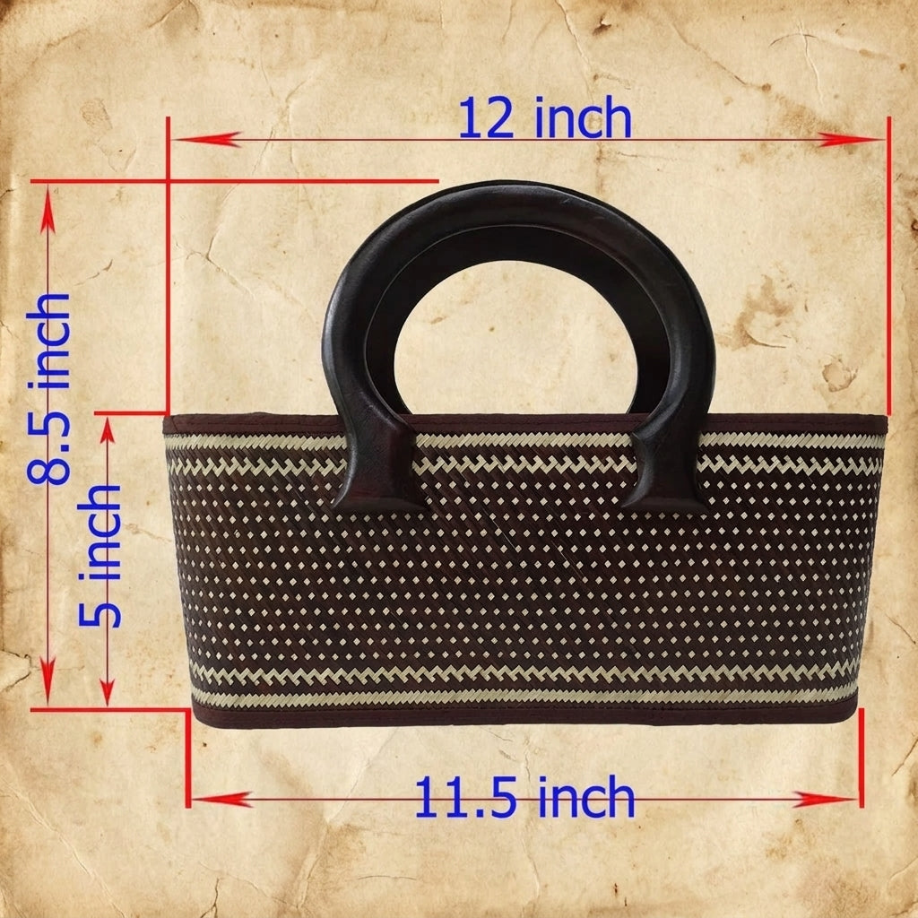 Smoked Bamboo Skin Tote Bag - Handwoven Thai Artisan Purse