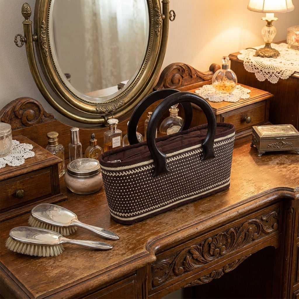 Smoked Bamboo Skin Tote Bag - Handwoven Thai Artisan Purse