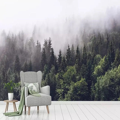 Foggy Forest Landscape Murals Wallpaper
