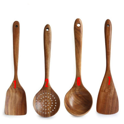 Natural Wood Tableware Kitchen Tool Set
