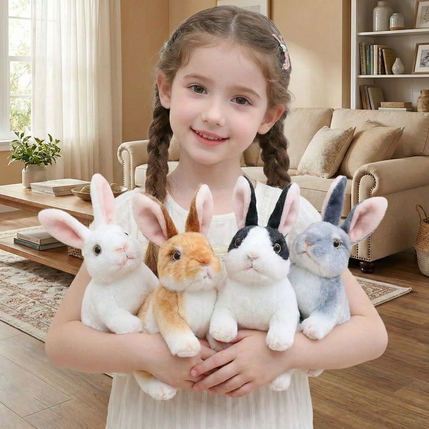 Realistic Fluffy Rabbit Plushie (16cm) – Premium Faux Fur Stuffed Animal