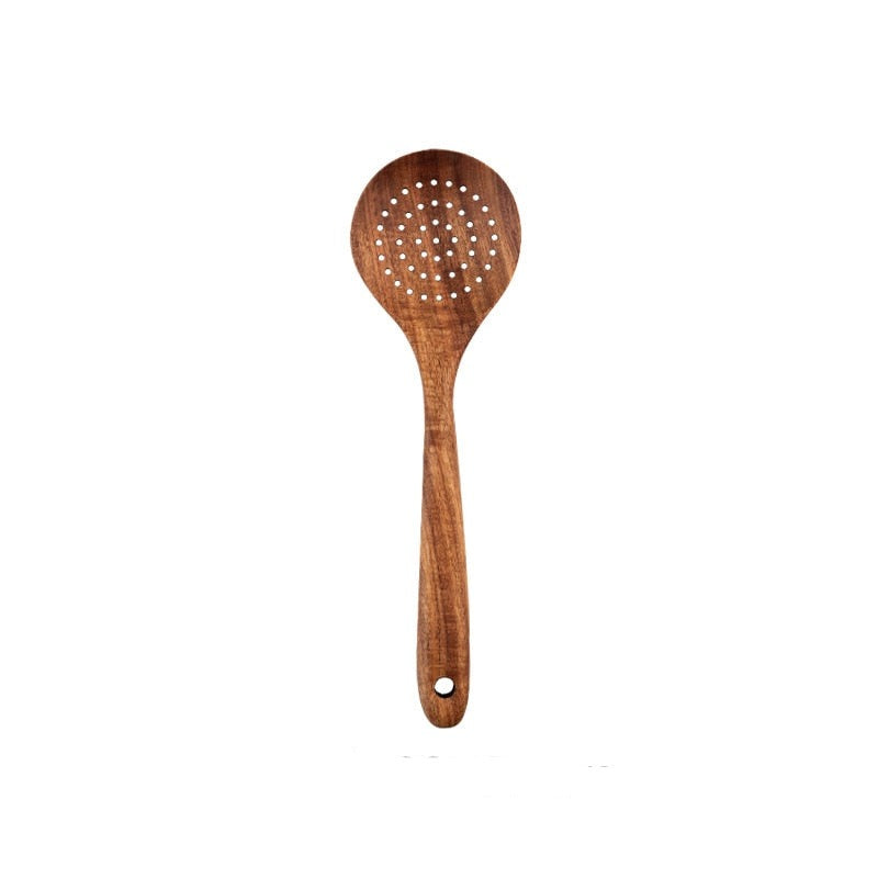 Natural Wooden Spoon Scoop Cooking Tool Set